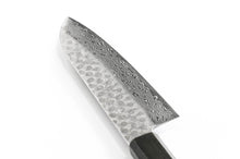 Load image into Gallery viewer, A hammered damascus multipurpose knife