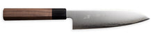 Load image into Gallery viewer, Sakai Ichimonji Chromax Wa-Santoku 18cm, Semi-Stainless Steel, walnut handle, full blade view