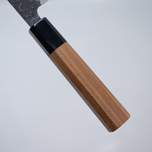 Load image into Gallery viewer, Sakai Ichimonji Mitsuhide, KURO Kiritsuke-Gyuto Japanese knife, made in Japan, walnut wa-handle, buffalo horn bolster, handle detail