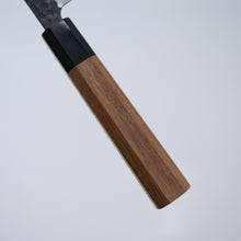 Load image into Gallery viewer, Sakai Ichimonji Mitsuhide, KURO Wa-Petty Japanese knife, made in Japan, walnut wa-handle, buffalo horn bolster, handle detail
