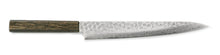 Cargar imagen en el visor de la galería, AUS10 Sazanami Damascus Slicer Sujihiki Hammered Damascus Wooden Handle Made in Japan