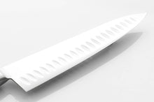 Load image into Gallery viewer, Dimples help the gyuto move smoothly through food.