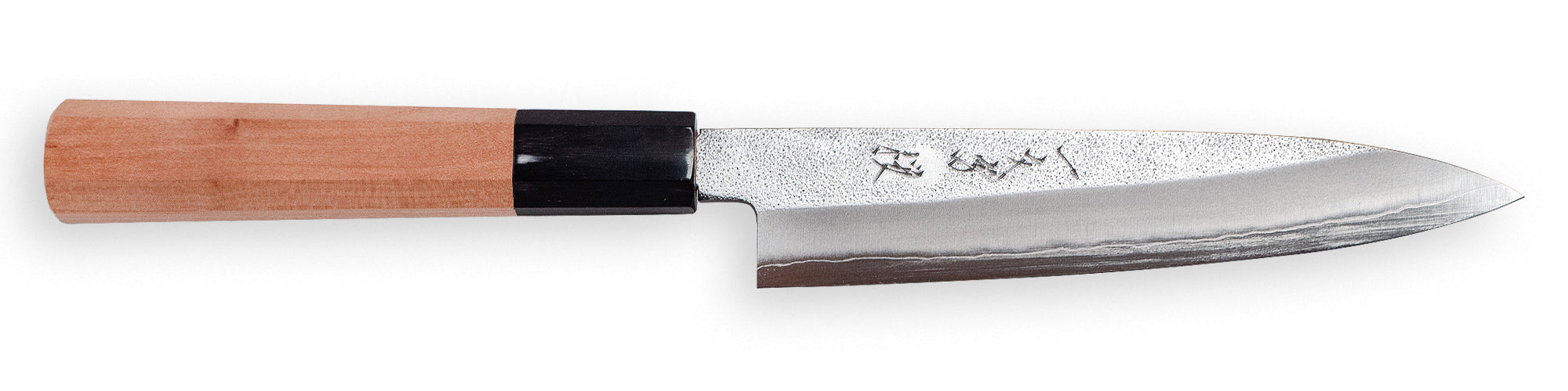 Japanese Wa-Petty utility knife with Sakura wood handle and finely textured Silver Steel #3 blade