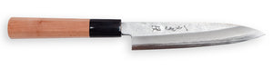 Japanese Wa-Petty utility knife with Sakura wood handle and finely textured Silver Steel #3 blade