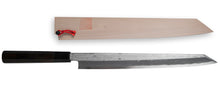 Cargar imagen en el visor de la galería, Nakagawa Satoshi Forged - Kirameki Blue Steel #1 Suminagashi Kiritsuke Yanagiba Knife with Saya
