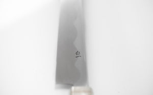 Coltello Sakimaru Takobiki - acciaio bianco al carbonio no.1 - Kirameki con finitura a specchio manico in legno ebano & argento alpacca, con urushi fodero nero
