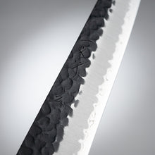 Load image into Gallery viewer, Blue Steel Super KURO Sujihiki Knife ( Kurouchi Finish ) Black Handle

