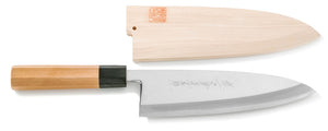 Couteau Deba - acier argenté no.3 - Hakugin avec fourreau