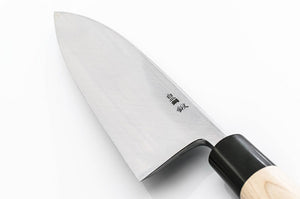 White Steel #2 Tan Kasumi Deba Knife