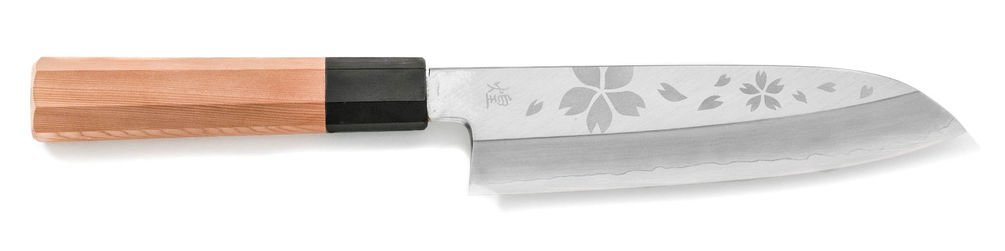 Kirameki Sliver Steel#3l Wa Santoku Knife Sakura Pattern