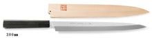 Load image into Gallery viewer, White Steel #2 Mizuyaki Honyaki Yanagiba Knife - Ebony Handle with Saya
