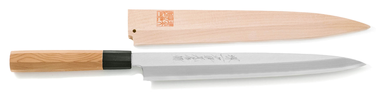 Couteau Yanagiba - acier argenté no.3 - Hakugin avec fourreau