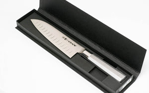 Couteau Santoku - inoxydable VG1 - Kirameki manche en acier lame alvéolée