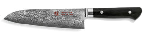 Kirameki Powdered High-Speed Steel Damascus Charcoal Packer Handle Santoku Knife