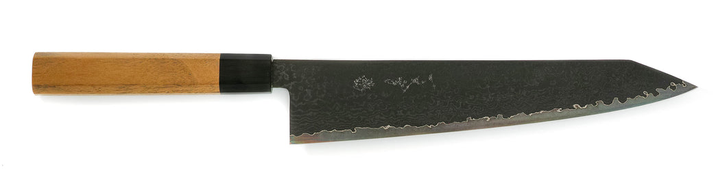 Ichimonji Karasu VG-10 Black Dyed Damscus Kiritsuke Gyuto Walnut Handle 240mm