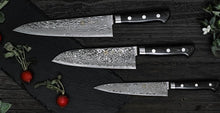 Load image into Gallery viewer, Kirameki Forge Welded Damascus Santoku Knife
